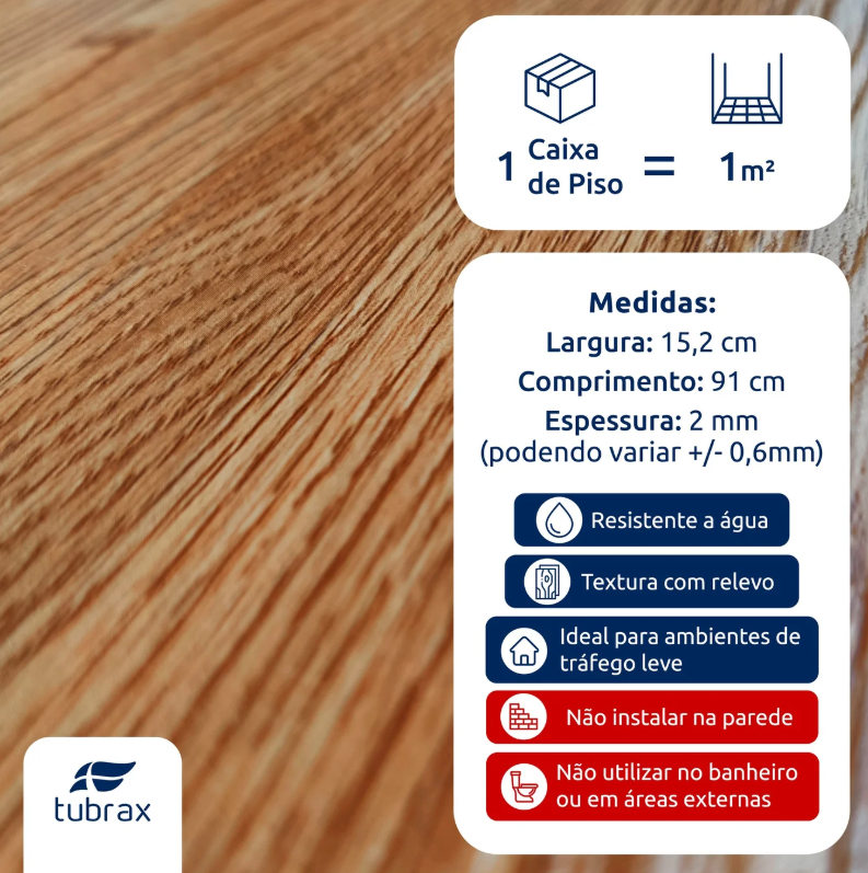 Piso Vinílico Autocolante Amadeirado Régua M² Angelim Tubrax Angelim